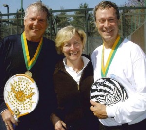 Men's 50+ Champions. Scott  Bondurant (left) and Tim McAvoy (right).  APTA Executive Director, Ann Sheedy in middle.