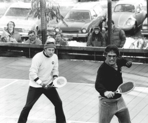 Doug Russell and Clark Graebner compete in an early round of the 1979 Men’s Nationals at Westchester Country Club. They went on to win.